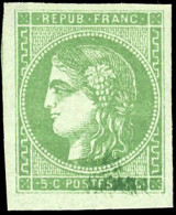 * 42B -- 5c. Vert-jaune. Report 2. Sur-encrage Dans La Partie Inférieure. SUP. - 1870 Emission De Bordeaux