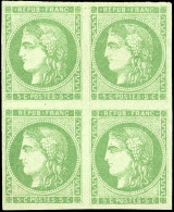 (*) 42B -- 5c. Vert-jaune. Report 2. Bloc De 4. SUP. - 1870 Bordeaux Printing