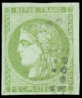 Obl. 42B -- 5c. Vert-jaune. Report 2. Nuance Superbe. Obl. TB. - 1870 Bordeaux Printing