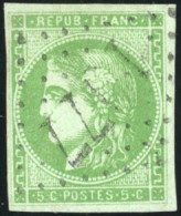 Obl. 42B -- 5c. Vert-jaune. Report 2. Obl. GC. TB. - 1870 Bordeaux Printing