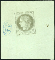 (*) 50 -- 1c. Epreuve En Vert-olive S/feuillet Dans La Couleur Du Support Avec Cachet De Contrôle TP. SUP. R. - 1871-1875 Ceres