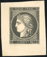 (*) 54 -- Essai Du 10c. Noir S/petit Feuillet. Le Chiffre ''10'' Indiqué Uniquement à Droite. SUP. - 1871-1875 Ceres