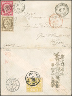 Obl. 57 + 56 -- 30c. Brun + 80c. Rose Obl. Du GC 5118 S/lettre Mixte FRANCE-JAPON Frappée Du CàD De YOKOHAMA Du 19 Juin  - 1871-1875 Ceres