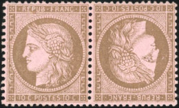 * 58c -- 10c. Brun S/rose. Paire Tête-Bêche. Centrage Parfait. Fraicheur Parfaite. SUP. - 1871-1875 Ceres