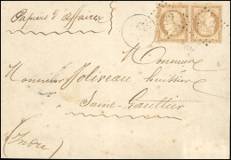 Obl. 59b -- Paire Tête-Bêche Du 15c. Bistre Obl. S/carte De Papier D'affaire Frappée Du CàD De ---- Du 30 Janvier 1872 à - 1871-1875 Ceres