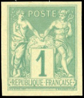 (*) 61c -- 1c. Vert. Non émis. Tirage De Luxe Sur Bristol. Exposition De 1900. SUP. - 1876-1878 Sage (Type I)