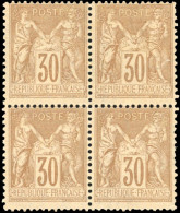 * 80 -- 30c. Brun-jaune. Bloc De 4. Décentré. B. - 1876-1878 Sage (Type I)