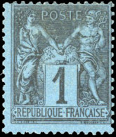 * 84 -- 1c. Noir S/bleu De Prusse. Nuance Caractéristique De Ce Timbre. Centrage Normal. TB. RR. - 1876-1878 Sage (Type I)