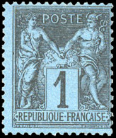 * 84 -- 1c. Noirs/bleu De Prusse. Centrage Habituel Pour Ce Timbre. Très Frais. SUP. R. - 1876-1878 Sage (Type I)