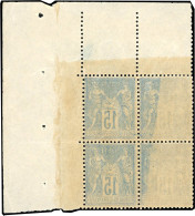 ** 90 -- 15c. Bleu S/bleu. Bloc De 4. CdeF. Impression Recto/verso Partielle. SUP. - 1876-1878 Sage (Type I)