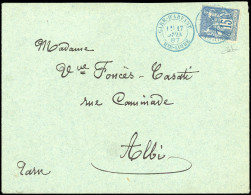 Obl. 90 -- 15c. Bleu Obl. S/lettre Frappée Du Cachet Bleu GARE D'ARVANT - HTE-LOIRE Du 17 Juin 1887 à Destination D'ALBI - 1876-1878 Sage (Type I)