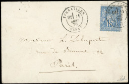 Obl. 90 -- 15c. Bleu Obl. S/lettre Frappée Du CàD VERSAILLES - SENAT Du 21 Décembre 1878 à Destination De PARIS. Arrivée - 1876-1878 Sage (Type I)