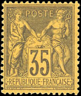 * 93a -- 35c. Violet-noir S/orange. Bon Centrage. TB. - 1876-1878 Sage (Type I)