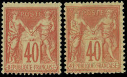 ** 94 -- 40c. Orange. 2 Nuances Différentes. Léger Décentrage. TB. - 1876-1878 Sage (Type I)