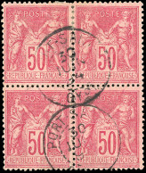 Obl. 98 -- 50c. Rose. Bloc De 4. Obl. PORT-SAID Du 30 Juin 1894. TB. - 1876-1878 Sage (Type I)