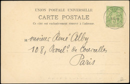 Obl. 102 -- 5c. Vert Obl. S/carte Postale Frappée Du CàD De SMYRNE - TURQUIE D'ASIE Du 12 Mars -- à Destination De PARIS - 1876-1878 Sage (Type I)