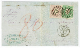 Portugal, 1876, # 40 Dent. 13 1/2, 43 Dent. 12 3/4, Para Pernambuco - Briefe U. Dokumente