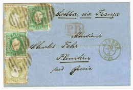 Portugal, 1873, # 39, 41 Dent. 12 1/2, Para Fluntern - Briefe U. Dokumente