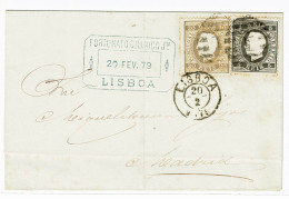 Portugal, 1871, # 36f Dent. 12 1/2, Para Madrid - Lettres & Documents