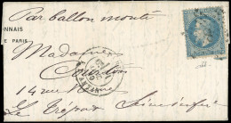 Obl. 29 -- LE GARIBALDI. 20c. Lauré Obl. étoile 8 S/lettre à En-tête Du CREDIT LYONNAIS - Succursale De Paris, Frappée D - Krieg 1870