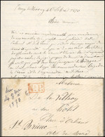 Obl. Pli Confié Du MONTGOLFIER. Lettre Manuscrite Du Camp De Rosny Datée Du 4 Octobre 1870, Frappée Du Cachet Encadré Ro - War 1870