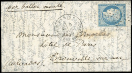 Obl. 37 -- LE DAGUERRE. 20c. Siège Obl. étoile S/lettre Frappée Du CàD De PARIS - MINISTERE DES FINANCES Du 9 Novembre 1 - War 1870