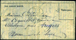 Obl. LE JACQUART. Gazette Des Absents N° 9 (timbre Absent, Décollé à L'immersion) Frappée Du CàD De PARIS - BD BEAUMARCH - Guerre De 1870