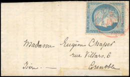 Obl. 37 -- LE NEWTON. 20c. Siège Obl. S/lettre Frappée Du CàD De PARIS SC Du 3 Janvier 1871 à Destination De GRENOBLE -  - Guerre De 1870