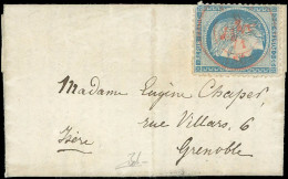 Obl. 37 -- LE GAMBETTA. 20c. Lauré Obl. S/lettre Frappée Du CàD Rouge De PARIS SC Du 9 Janvier 1871 à Destination De GRE - War 1870