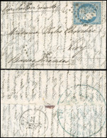 Obl. 37 -- LE POSTE DE PARIS. 20c. Siège Obl. Losange LC2 S/lettre Manuscrite De PARIS Du 16 Janvier 1871 à Destination  - War 1870