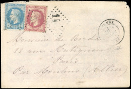 Obl. 29+ 32 -- 20c. + 80c. Lauré (timbres Rajoutés, Suite Immersion) Obl. GC 1484 S/lettre Frappée Du CàD De FERNEX Du 4 - War 1870