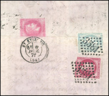 Obl. 46+ 32 -- 20c. Bordeaux + 80c. Lauré (déf.) Obl. GC 3581 S/lettre Frappée Du CàD De ST-ETENNE Du 6 Janvier 1871 à D - Guerre De 1870