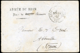 Obl. Lettre En Franchise Frappée De La Griffe ARMEE DU RHIN PLACE DE BESANCON En Noir, Et Du CàD De La GARE DE BESANCON  - Oorlog 1870
