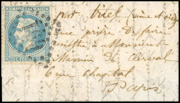 Obl. 29 -- 20c. Lauré Obl. GC 691 De CAEN S/lettre Manuscrite De FONTENAY Du 5 Novembre 1870 à Destination De PARIS. Au  - War 1870