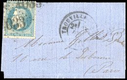 Obl. 29 -- 20c. Lauré Obl. GC 4033 S/lettre Frappée Du CàD De TROUVILLE-SUR-MER Du -- Décembre 1870 à Destination De PAR - Guerre De 1870