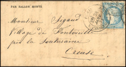 Obl. 37 -- 20c. Siège Obl. S/Gazette Des Absents N°32 Frappée Du CàD De PARIS - R. CARDINAL LEMOINE Du 28 Janvier 1871 à - Guerre De 1870