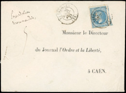 Obl. 29 -- 20c. Lauré Obl. S/lettre Frappée Du CàD De VERSAILLES Du 27 Avril 1871 à Destination De CAEN. Arrivée Le 28.  - War 1870