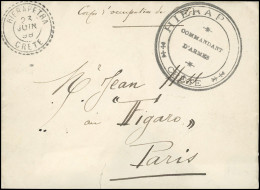 Obl. HIERAPETRA / CRETE. Lettre Frappée Du CàD D'HIERAPETRA Du 23 Juin 1899 à Destination De PARIS. SUP. RR. - 1849-1876: Classic Period