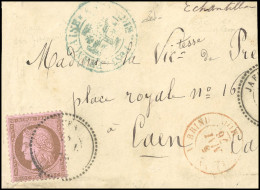 Obl. 54 -- JAFFA / JERUSALEM. 10c. Cérès Obl. CàD Perlé De JAFFA S/fragment De Lettre Avec Cachet Bleu, Croix Potencée " - 1849-1876: Klassieke Periode