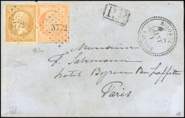 Obl. 13 + 16 -- RHODES. 10c. + 40c. Empire, PC 3772 S/lettre Frappée Du CàD De RHODES Du 1er Janvier à Destination De PA - 1849-1876: Periodo Classico