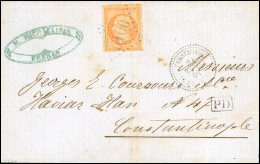 Obl. 23 -- TREBIZONDE. 40c. Dentelé, Obl. GC 5100 S/lettre Frappée Du CàD Perlé De TREBIZONDE Du 24 Octobre 1868 à Desti - 1849-1876: Periodo Classico