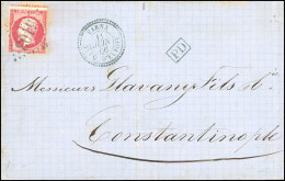 Obl. 24 -- VARNA. 80c. Dentelé, Obl. GC En Bleu 5103 S/lettre Frappée Du CàD Perlé De VARNA - TURQUIE D'EUROPE Du 11 Jui - 1849-1876: Classic Period