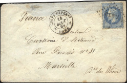 Obl. 29 -- 20c. Lauré Obl. ''CER 2'' En Noir S/lettre Frappée Du CàD CORPS EXPEDre 2 ROME Du 14 Août 1869 à Destination  - 1849-1876: Klassieke Periode