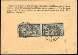 Obl. 123 -- Paire Du 5F. Bleu Merson, Obl. S/carte D'abonnement à La Poste Restante, Frappée Du CàD De CHARLEVILLE - ARD - Autres & Non Classés