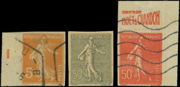 Obl. 158a + 198a -- + 199a. 50c. Orange, ND, Millésime 1, Obl. + 50c. Olive, ND, Neuf Avec Gomme + 50c. Rouge, ND, BdeF  - Other & Unclassified