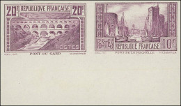 (*) 262 + 261 -- 20F. Pont Du Gard Et 10F. La Rochelle. Essais De Couleur ND En Violet Se-tenant. BdeF. Quelques Exempla - Autres & Non Classés