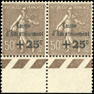 ** 267a + 267 -- +25c. S/50c. Caisse D'amortissement Brun. Sans Point Sur Le ''i'' Tenant à Normal. Bas De Feuille. SUP. - Autres & Non Classés