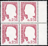 ** 1263g -- Marianne De Decaris. 25c. Variété Gris Omis. Bloc De 4. BdeF. SUP. - Other & Unclassified