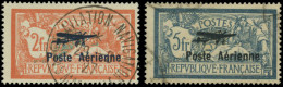 Obl. 1 + 2 -- 2F. Orange Et Vert-bleu + 5F. Bleu Et Chamois. Obl. TB. - Other & Unclassified