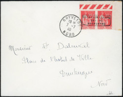 Obl. 3 -- DUNKERQUE. 50c. Rose-rouge. 4 Lettres Expédiées De Diverses Lieux De La Poche De Dunkerque En Port Local Avec  - War Stamps